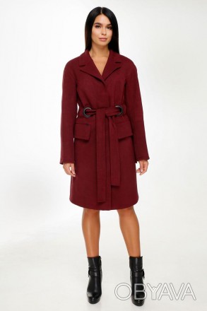 Пальто женское демисезонное, выполненное из фактурной ткани, прямого силуэта с ц. . фото 1