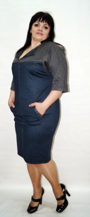 Платье  Глория синяя клетка . Николаев. фото 1