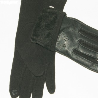 Женские трикотажные стрейчевые перчатки комбинированые с верхом из кожзама.
На у. . фото 5