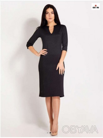 Платье-футляр капля черного цвета из ткани французский трикотаж.
V-образный выре. . фото 1
