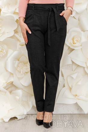 Женские брюки с поясом, посадка средняя, спереди боковые карманы, сзади имитация. . фото 1