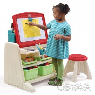Детский стол со стулом и доской для творчества "FLIP&DOODLE", 66х60х48 см/30х31х