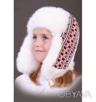 Оригинальная шапка-ушанка с этническими мотивами для девочки
Верх - машинная вяз. . фото 1