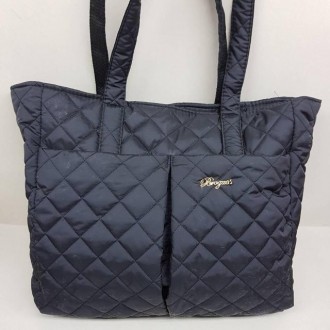 Стильная стеганая женская сумка плащевка с карманами черная. Київ. фото 1