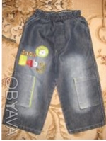 Продам детский джинсовый костюм - размер 86. Состоит из курточки, штанов и футбо. . фото 3