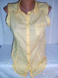 1.Блуза желтая, ткань х/б, тоненькая, приятная к телу, на спине встречная складк. . фото 2