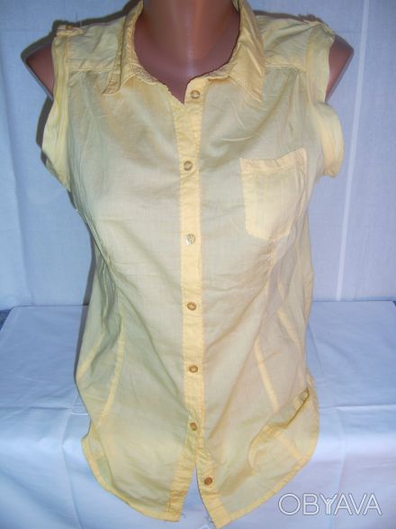 1.Блуза желтая, ткань х/б, тоненькая, приятная к телу, на спине встречная складк. . фото 1