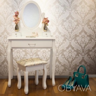 Прекрасный туалетный столик Helena с табуретом и съемным наклонным зеркалом от н. . фото 1