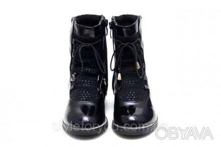 Демисезонные черные ботинки лакированные на девочку на молнии. 
р.32-37
Удобные . . фото 1