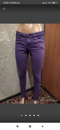 Фиолетовые узкие джинсы в отличном состоянии длина 96 см, 27 размер. . фото 2