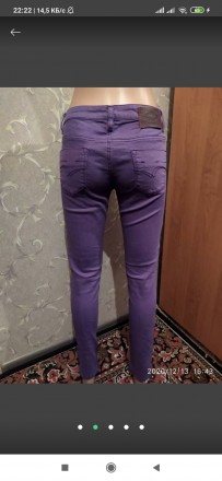 Фиолетовые узкие джинсы в отличном состоянии длина 96 см, 27 размер. . фото 3