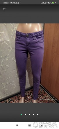 Фиолетовые узкие джинсы в отличном состоянии длина 96 см, 27 размер. . фото 1