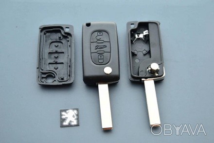 Корпус выкидного ключа для PEUGEOT (Пежо) 407, 4007, 607, Bipper, 3 - кнопки бат. . фото 1