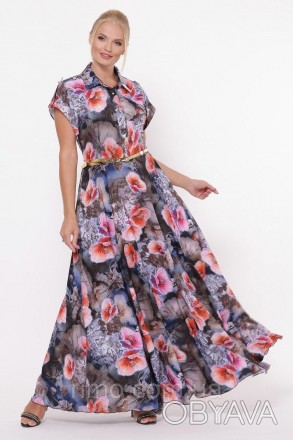 Красивое летнее платье макси длины. Рост модели - 174 см. Пояс продается отдельн. . фото 1
