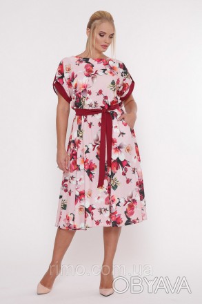 Стильное летнее платье с красивым цветочным принтом, Рост модели 172см.
Материал. . фото 1