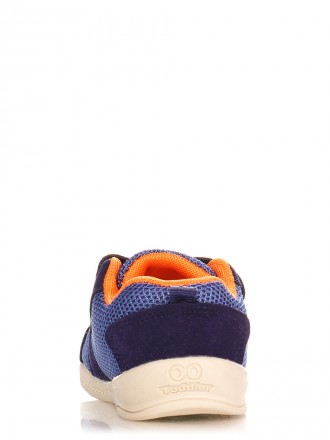 Кроссовки для мальчика синего цвета с оранжевыми вставками. Изготовлены из дышащ. . фото 6
