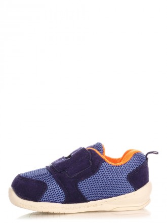 Кроссовки для мальчика синего цвета с оранжевыми вставками. Изготовлены из дышащ. . фото 5