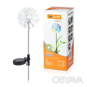 Садовый светильник Wolta Solar , нерж. сталь, пластик, Цветок 70см, цветной Flor. . фото 1