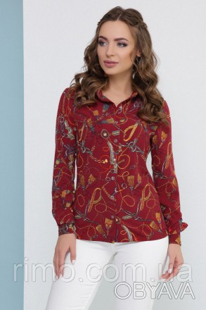 Женская стильная блуза рубашка с рисунком, классического рубашечного кроя. Рост . . фото 1