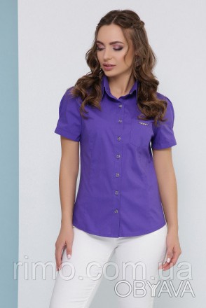 Однотонная женская рубашка с коротким рукавом. Модель на пуговицах. Длина издели. . фото 1