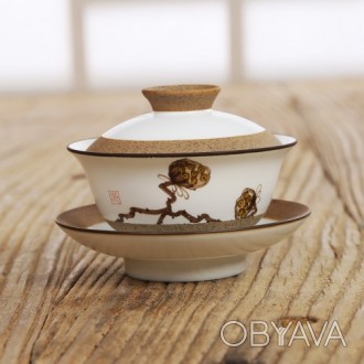 Гайвань для чая керамическая Лотос, 100 мл, для чайной церемонии, с крышкой, Гай. . фото 1