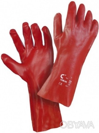 Перчатки рабочие ПВХ покрытие 35 см 
	ПВХ перчатки красного цвета: для защиты Ва. . фото 1