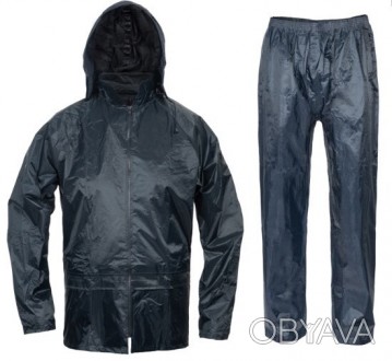 Костюм (куртка+брюки) прорезиненный ☔ водоНЕпроницаемый ветроНЕпродуваемый темно. . фото 1