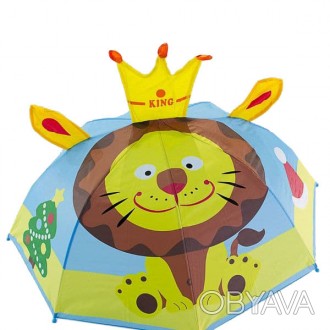 Яркий детский зонтик с ушками "Король лев" порадует вашего ребенка и укроет от о. . фото 1