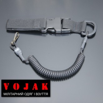 Страховочный шнур под карабины с D-кольцом фастексом и карабином (черный). Киев. фото 1 Страховочный шнур под карабины с D-кольцом фастексом и карабином (черный). Киев. фото 1