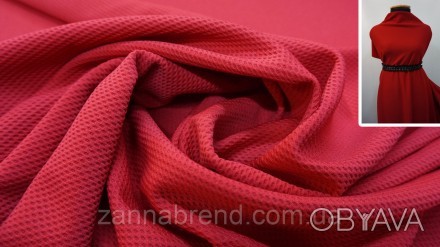  Красная трикотажная ткань "Кукуруза" - мягкий, упругий, плотный, эластичный три. . фото 1