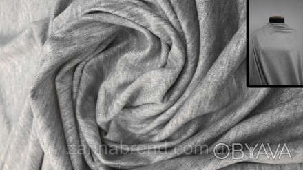Ткань футер двунитка с напылением светло-серая (меланж) - особый вид ткани, кото. . фото 1