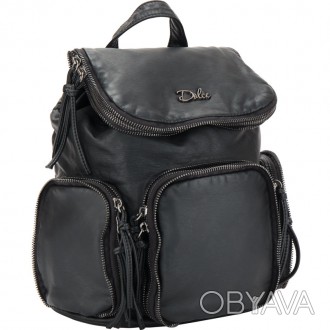 Рюкзак 2003 Dolce-1 – женский трендовый рюкзак выполнен из PU кожи черного цвета. . фото 1