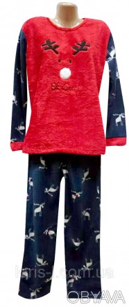 Пижамка женская комбинированная с материалов - флис и махра. Костюмчики очнь теп. . фото 1
