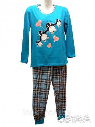 Женские пижамки на байке, модель "Пингвин", очень хорошая, теплая пижама для дом. . фото 1