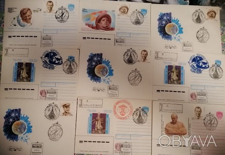 Конверты со специальными почтовыми штампами космодрома Байконур и заказным ярлык. . фото 1