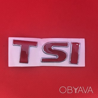 Шильдик, эмблема, логотип Фольцваген VW TSI красный . . фото 1