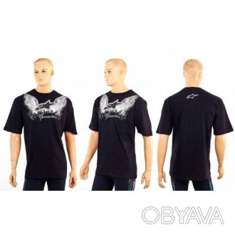 Тип: футболка с коротким рукавом; Материал: хлопок;Рукав: короткий;Цвет: черный;. . фото 1