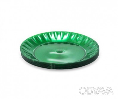 Тарелка 160 мм десертная стекловидная, зеленая. . фото 1