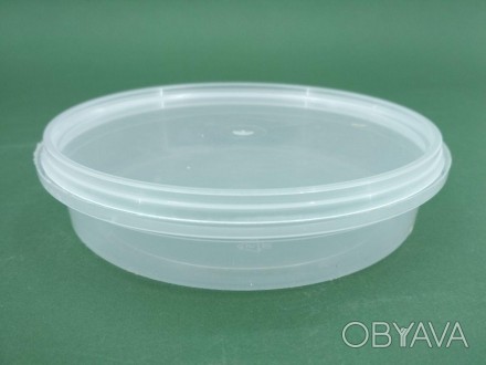 Судок круглый с крышкой пластиковый пищевой 0,2л. (50 шт). . фото 1