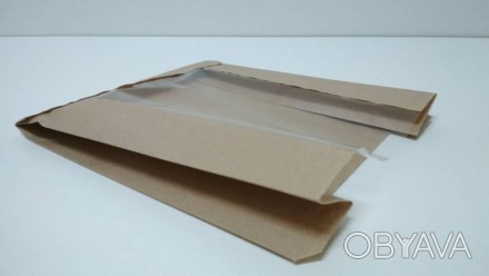 Пакет паперовий з вікном 19,6*8*24 см коричневий 1000 шт. . фото 1