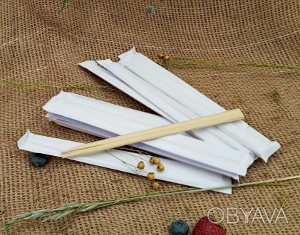 Палички для суші бамбукові в індивідуальній упаковці 21 см 100 шт Торнадо. . фото 1
