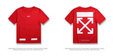 Футболка Off-white Seeing Things красная с логотипом, унисекс (мужская, женская,. Киев. фото 1 Футболка Off-white Seeing Things красная с логотипом, унисекс (мужская, женская,. Киев. фото 1