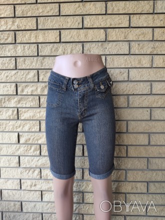 Бриджи женские джинсовые стрейчевые с высокой посадкой HAOSHI, 98% коттон, 2% эл. . фото 1