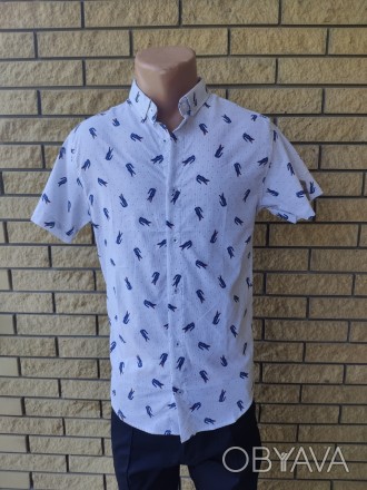Рубашка мужская летняя коттоновая стрейчевая брендовая высокого качества реплика. . фото 1
