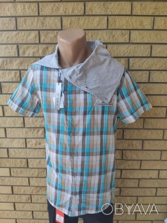 Рубашка мужская летняя коттоновая брендовая, воротник-хомут высокого качества SC. . фото 1