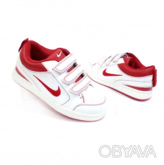 Кеды подростковые, белые с красным, Nike. На липучках.
Размерная сетка:
	
	
	Раз. . фото 1