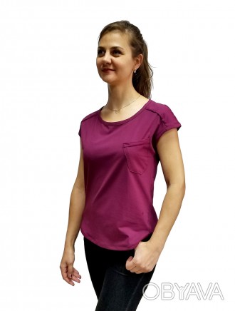 Состав: 100% хлопок
Стильная женская футболка с дизайнерским карманом на груди. . . фото 1