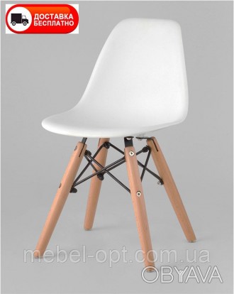 Стул детский Тауэр Вaby Eames DSW kids пластиковый белый, ножки дерево бук