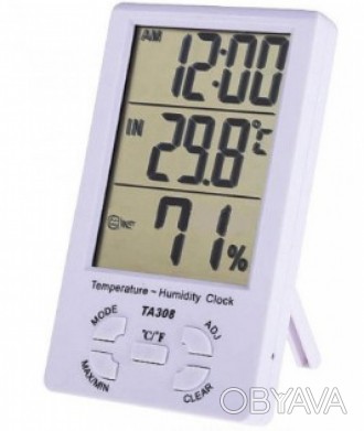 ТА308 Цифровой термогигрометр (термометр + влажность + часы), (-10°C до 50&d. . фото 1