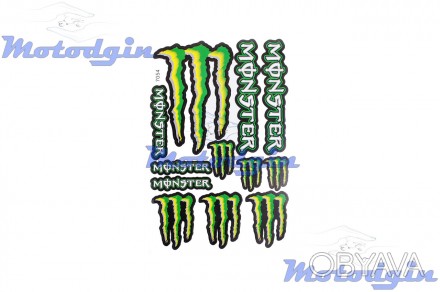 Набор наклеек Monster Energy ( Монстр енерджи ) двенадцать ярких и стильных накл. . фото 1